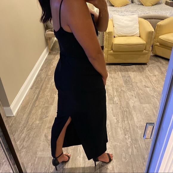 Rampage Full Length Dress Black Velvet Sheer Striped Formal Gown Size 4 - Picture 9 of 15